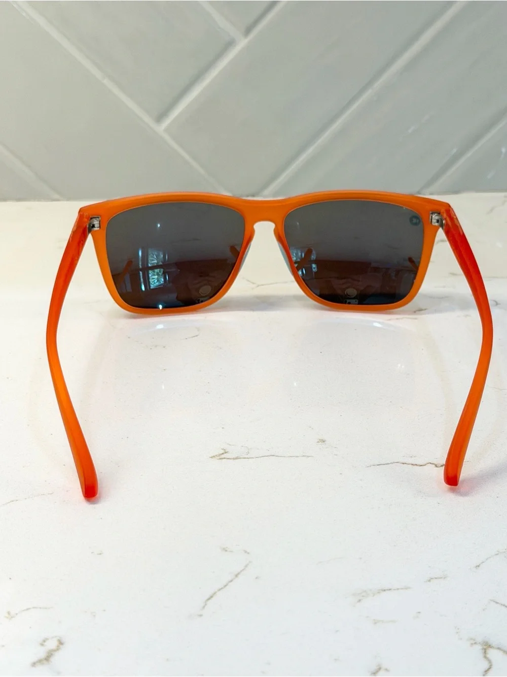 Knockaround Premium Sports Polarized Sunglasses Bright Orange with Blue Lenses